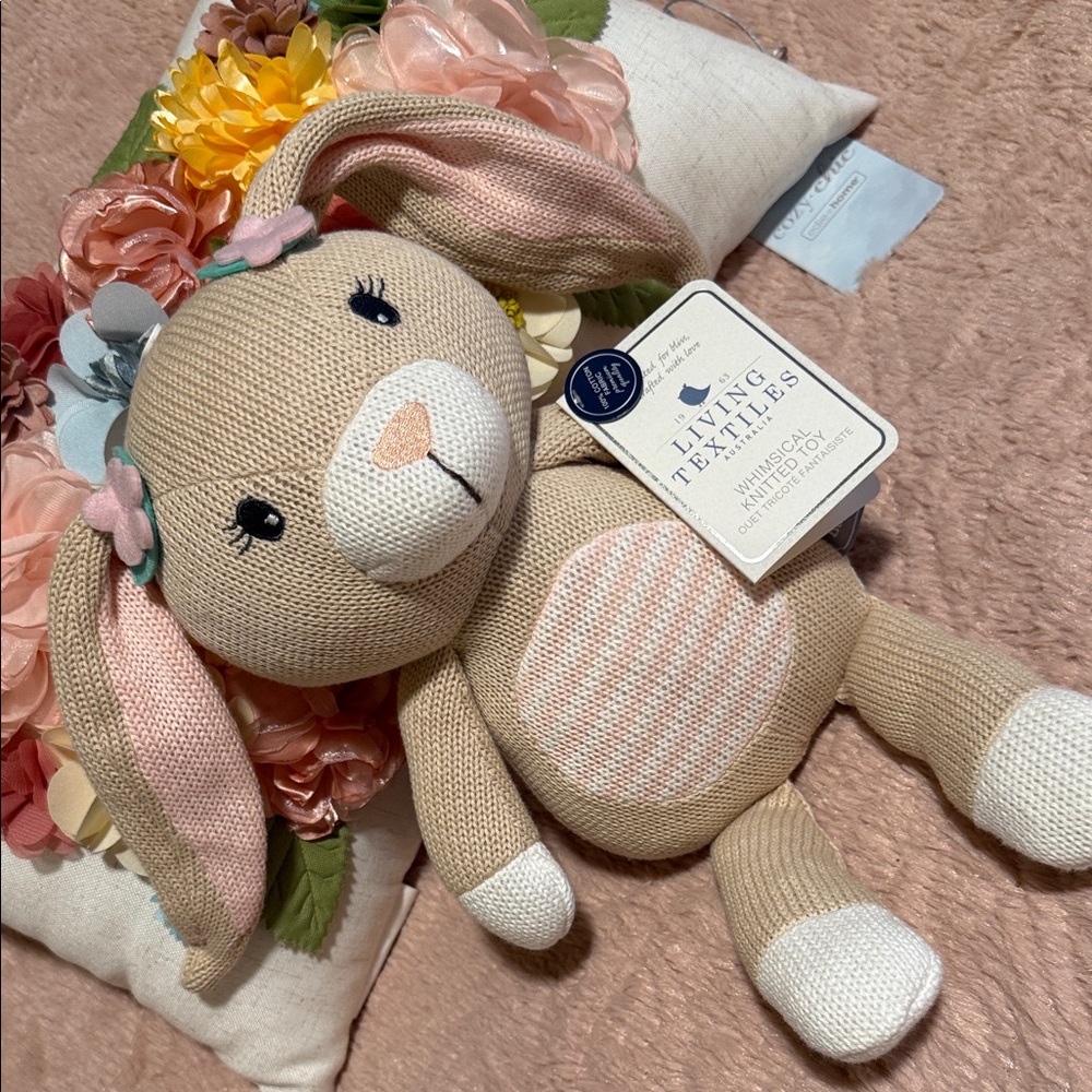Tan and White Stuffed Bunny - Picture 3 of 4